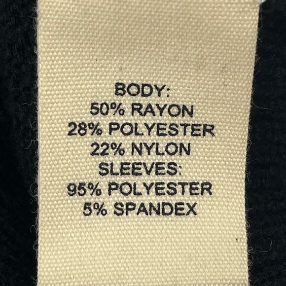 Marled Women's Turtleneck Blouse, Long Sheer Swiss Dot Lace Sleeves, Black Sz. L - Picture 5 of 10